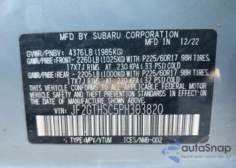 2023 Subaru Crosstrek Sport из США, поврежденный, VIN JF2GTHSC5PH303820